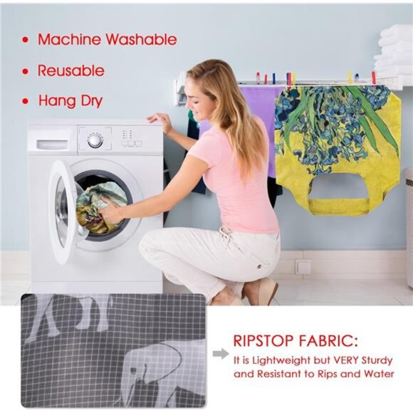 Reusable Grocery Bags 6 Pack Heavy Duty Foldable Tote Bags Large Shopping Bags - Picture 6 of 7